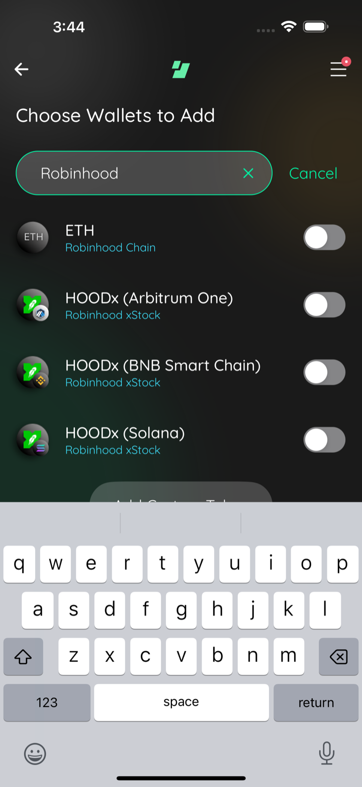 robinhood in create wallet