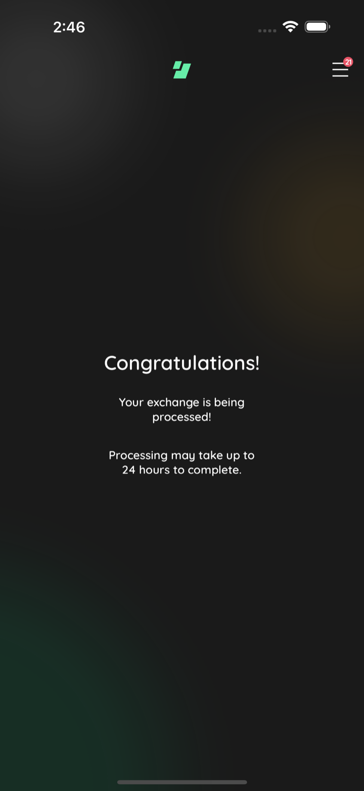 swap executed