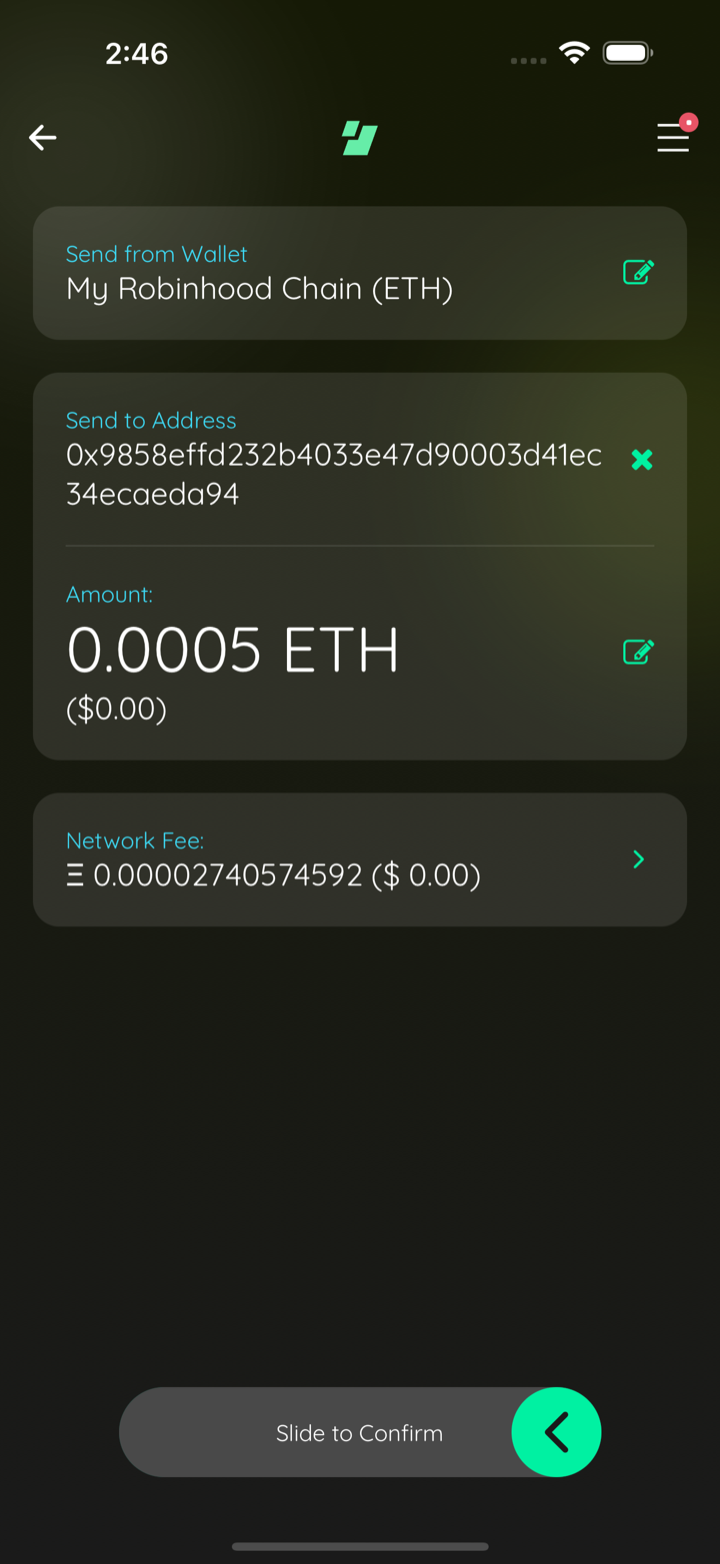 send fee resolved